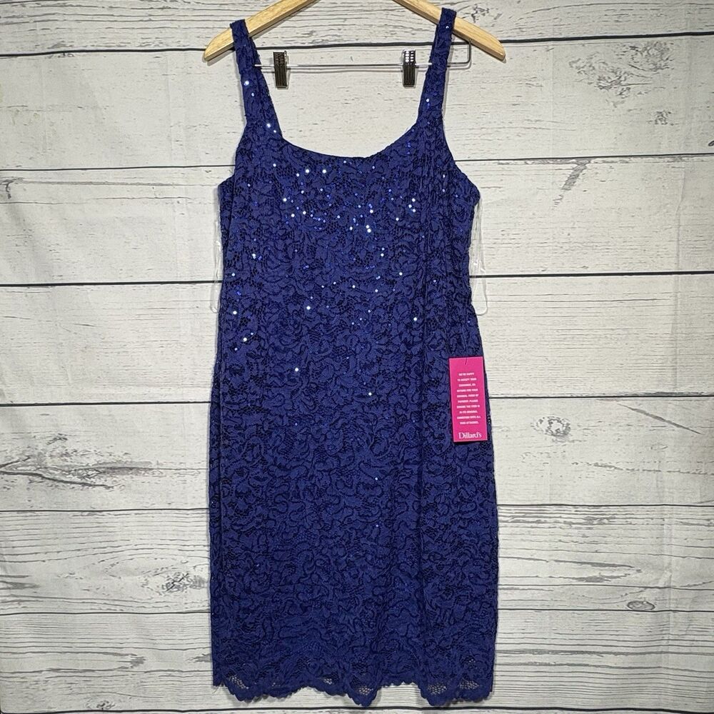 MARINA Cobalt Blue Bodycon Formal Cocktail Party Dress Size 12 Womens NWT